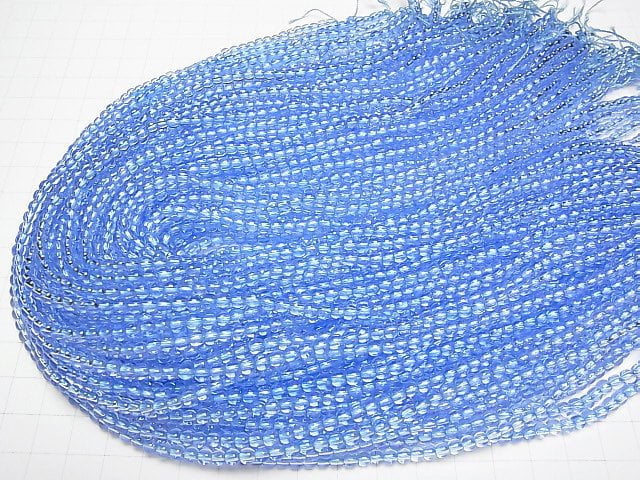 [Video] Blue Quartz Semi Round 4mm 1strand beads (aprx.15inch/37cm)