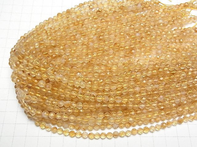 [Video]High Quality! Phantom Citrine AA++ Faceted Round 5mm 1strand beads (aprx.15inch/37cm)