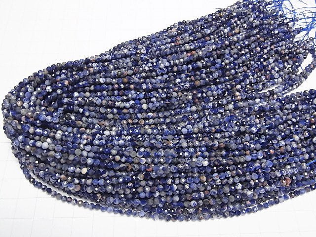 [Video]High Quality! Redline Sodalite AA++ Faceted Round 3mm 1strand beads (aprx.15inch/37cm)