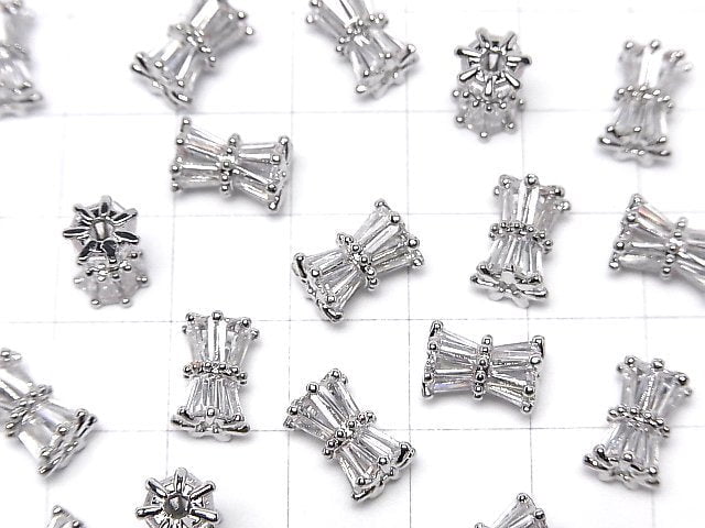Metal parts Ribbon Tube 10x7x7mm Silver color (with CZ) 1pc