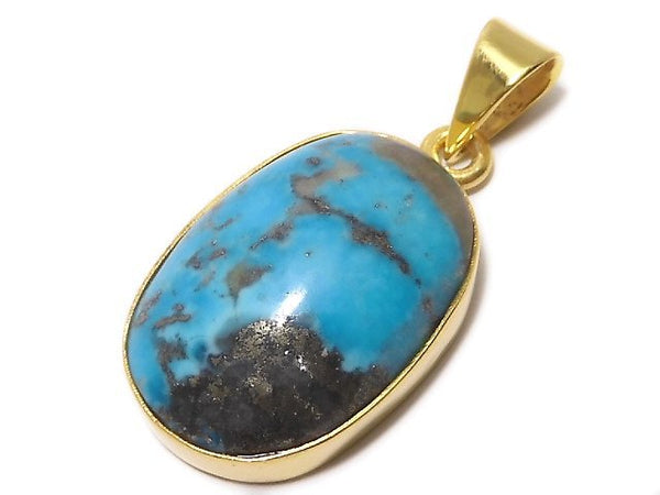 [Video][One of a kind] Persian Turquoise AA++ Pendant 18KGP NO.77