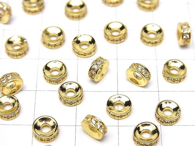 Metal parts Rondelle [4mm][6mm] Gold color (with CZ) 2pcs