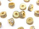 Metal parts Deformed Rondelle 6mm (with CZ) Gold color 2pcs