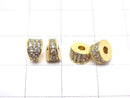 Metal parts Deformed Rondelle 6mm (with CZ) Gold color 2pcs