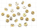 Metal parts Deformed Rondelle 6mm (with CZ) Gold color 2pcs