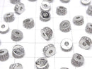 Metal parts Deformed Rondelle 6mm (with CZ) Silver color 2pcs