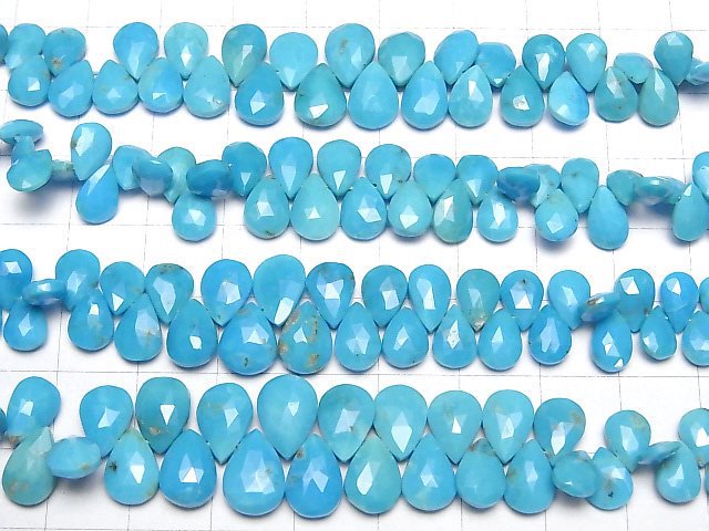 [Video] Arizona Kingman Turquoise AA++ Pear shape Faceted Briolette half or 1strand beads (aprx.6inch/14cm)