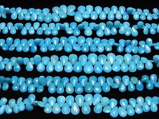 [Video] Arizona Kingman Turquoise AA++ Pear shape Faceted Briolette half or 1strand beads (aprx.6inch/14cm)