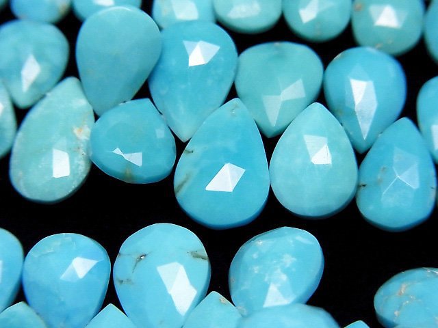 [Video] Arizona Kingman Turquoise AA++ Pear shape Faceted Briolette half or 1strand beads (aprx.5inch/12cm)