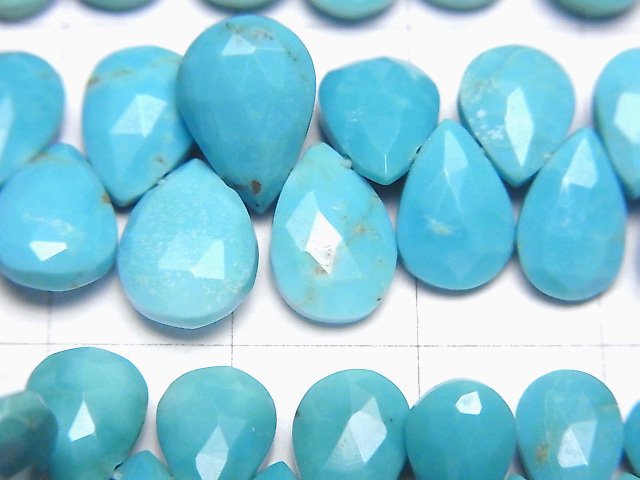 [Video] Arizona Kingman Turquoise AA++ Pear shape Faceted Briolette half or 1strand beads (aprx.5inch/12cm)