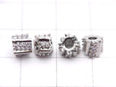 Metal parts Deformed Square Rondelle 6mm (with CZ) Silver color 2pcs