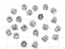 Metal parts Deformed Square Rondelle 6mm (with CZ) Silver color 2pcs