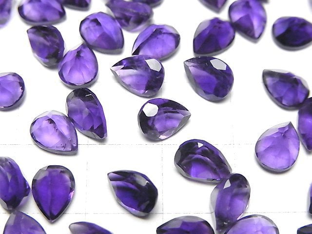 [Video]High Quality Amethyst AAA Loose stone Pear shape Faceted 8x6mm 3pcs