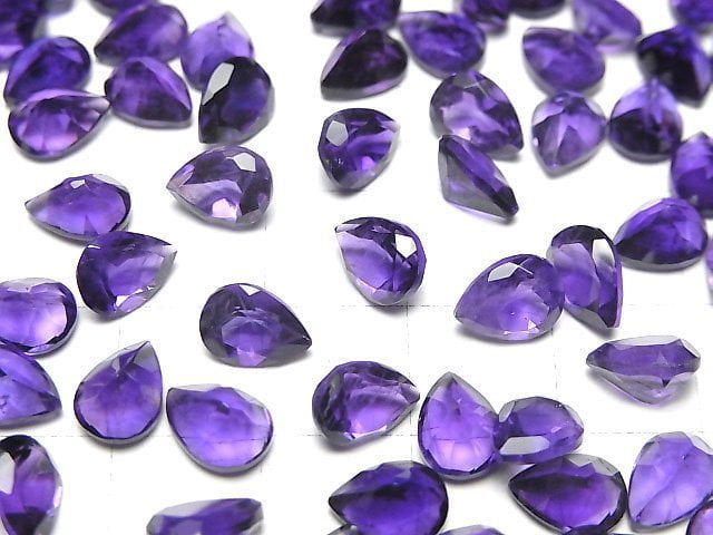 [Video]High Quality Amethyst AAA Loose stone Pear shape Faceted 8x6mm 3pcs