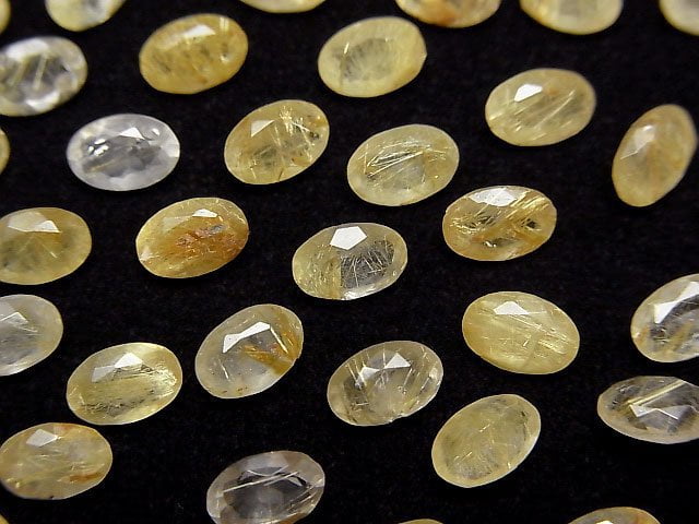 [Video]High Quality Rutilated Quartz AAA- Loose stone Oval Faceted 6x4mm 5pcs