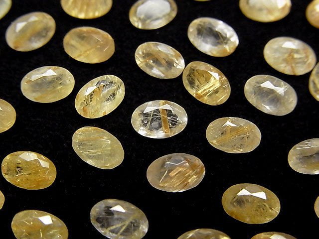 [Video]High Quality Rutilated Quartz AA++ Loose stone Oval Faceted 6x4mm 5pcs