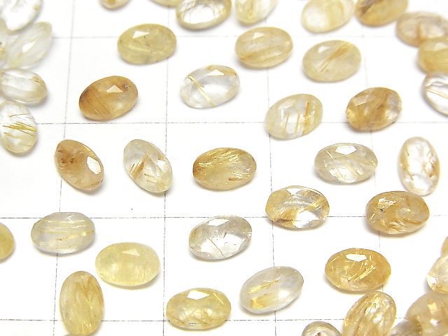 [Video]High Quality Rutilated Quartz AA++ Loose stone Oval Faceted 6x4mm 5pcs