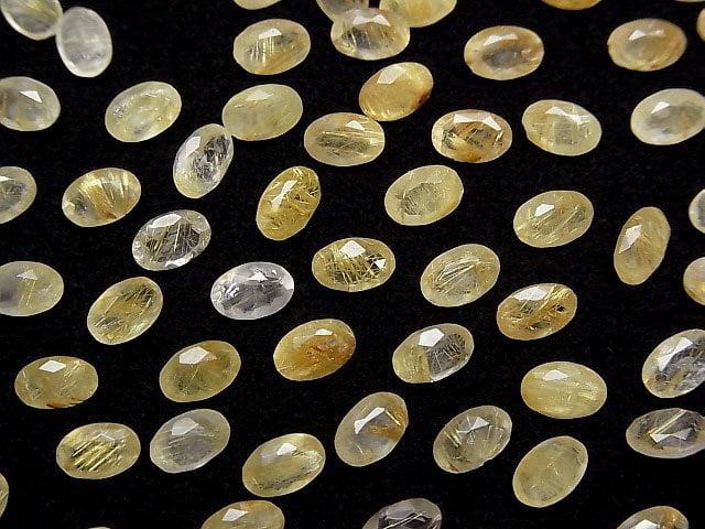 [Video]High Quality Rutilated Quartz AAA- Loose stone Oval Faceted 6x4mm 5pcs