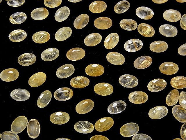 [Video]High Quality Rutilated Quartz AA++ Loose stone Oval Faceted 6x4mm 5pcs