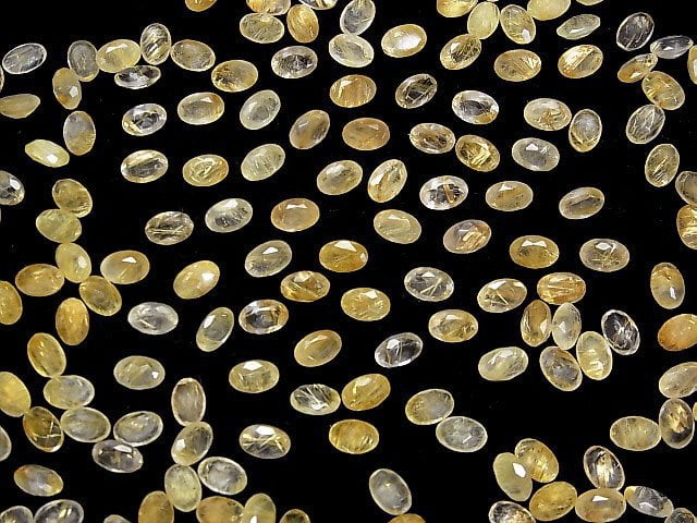 [Video]High Quality Rutilated Quartz AA++ Loose stone Oval Faceted 6x4mm 5pcs