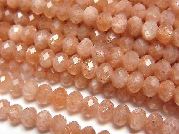[Video]High Quality! Sunstone AA++ Faceted Button Roundel 5x5x3mm half or 1strand beads (aprx.15inch/36cm)