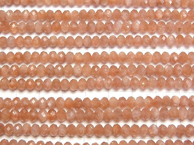 [Video]High Quality! Sunstone AA++ Faceted Button Roundel 5x5x3mm half or 1strand beads (aprx.15inch/36cm)