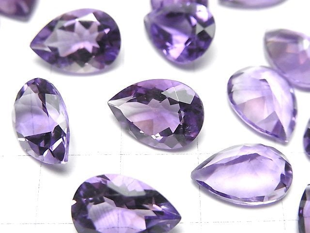 [Video]High Quality Amethyst AAA Loose stone Pear shape Faceted 13x9mm 2pcs