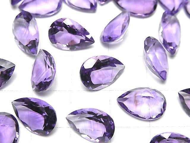 [Video]High Quality Amethyst AAA Loose stone Pear shape Faceted 13x9mm 2pcs