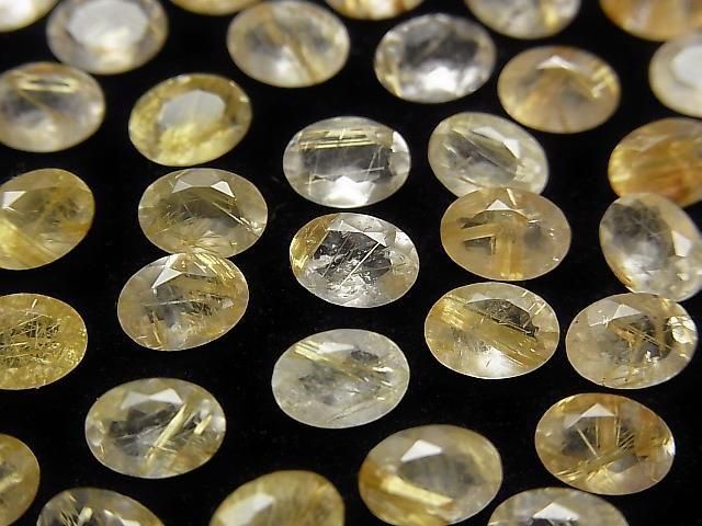 [Video]High Quality Rutilated Quartz AA++ Loose stone Oval Faceted 7x5mm 5pcs