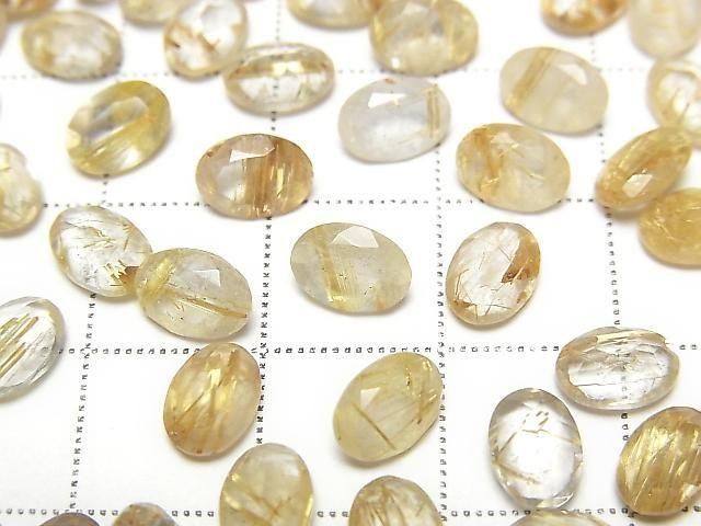 [Video]High Quality Rutilated Quartz AA++ Loose stone Oval Faceted 7x5mm 5pcs