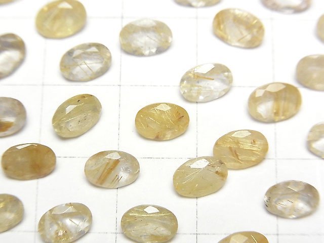 [Video]High Quality Rutilated Quartz AAA- Loose stone Oval Faceted 7x5mm 5pcs