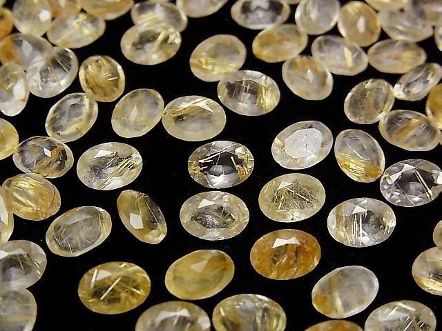 [Video]High Quality Rutilated Quartz AA++ Loose stone Oval Faceted 7x5mm 5pcs