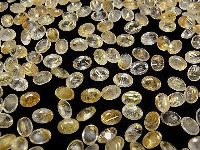 [Video]High Quality Rutilated Quartz AA++ Loose stone Oval Faceted 7x5mm 5pcs