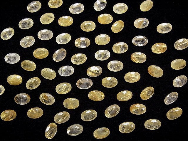 [Video]High Quality Rutilated Quartz AAA- Loose stone Oval Faceted 7x5mm 5pcs