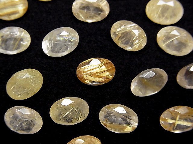 [Video]High Quality Rutilated Quartz AAA- Loose stone Oval Faceted 8x6mm 3pcs