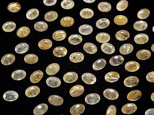 [Video]High Quality Rutilated Quartz AA++ Loose stone Oval Faceted 8x6mm 3pcs