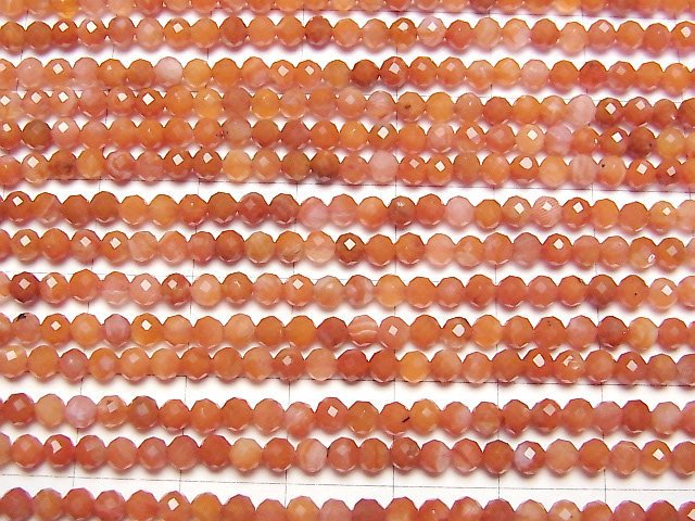 [Video]High Quality! Red Agate (Southern Red Agate) Faceted Round 3mm 1strand beads (aprx.15inch/37cm)