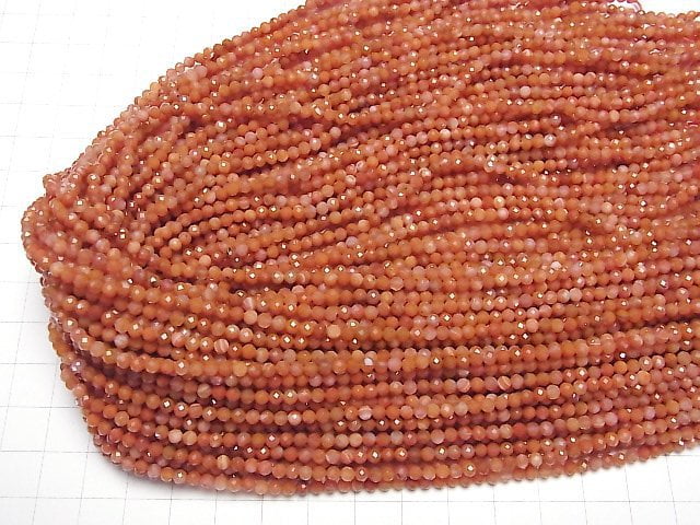 [Video]High Quality! Red Agate (Southern Red Agate) Faceted Round 3mm 1strand beads (aprx.15inch/37cm)