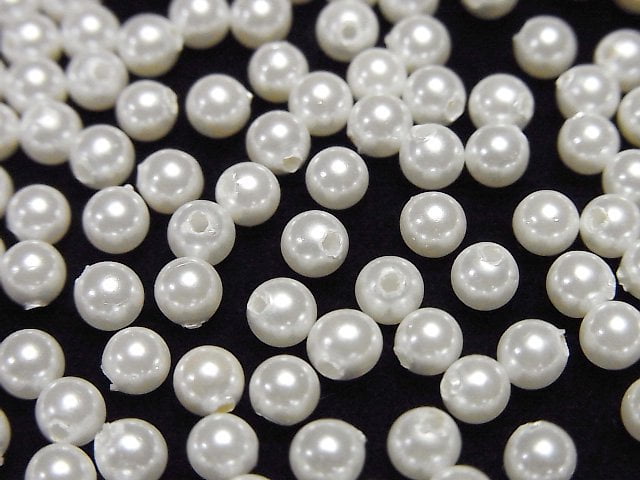 [Video]Shell Pearl White Half Drilled Hole Round 4mm 20pcs