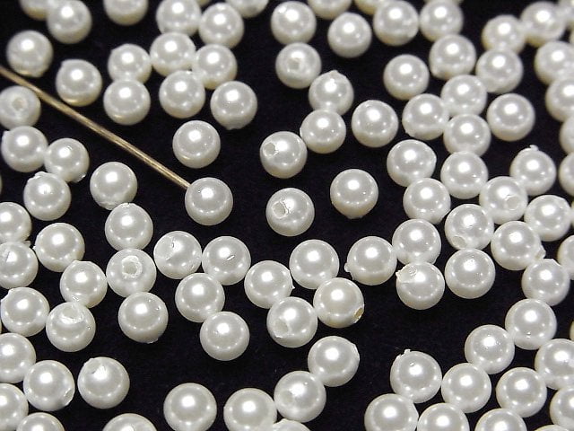 [Video]Shell Pearl White Half Drilled Hole Round 4mm 20pcs