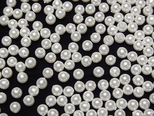 [Video]Shell Pearl White Half Drilled Hole Round 4mm 20pcs