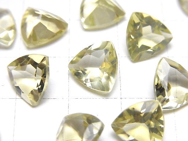 [Video]High Quality Lemon Quartz AAA Loose stone Triangle Faceted 10x10mm 3pcs