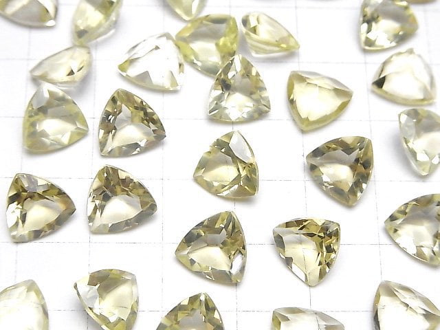 [Video]High Quality Lemon Quartz AAA Loose stone Triangle Faceted 10x10mm 3pcs