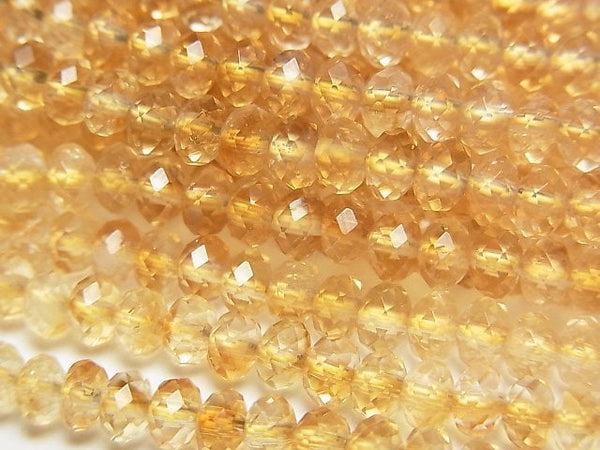 [Video]High Quality! Phantom Citrine AA++ Faceted Button Roundel 4x4x2.5mm half or 1strand beads (aprx.15inch/37cm)