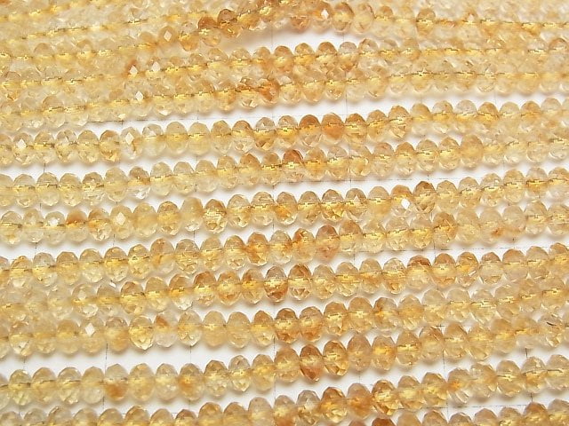 [Video]High Quality! Phantom Citrine AA++ Faceted Button Roundel 4x4x2.5mm half or 1strand beads (aprx.15inch/37cm)