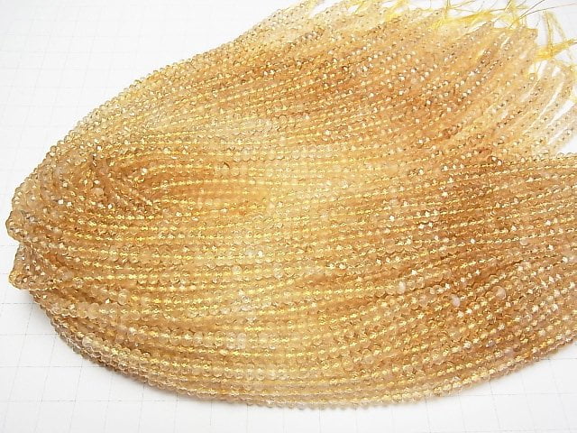 [Video]High Quality! Phantom Citrine AA++ Faceted Button Roundel 4x4x2.5mm half or 1strand beads (aprx.15inch/37cm)