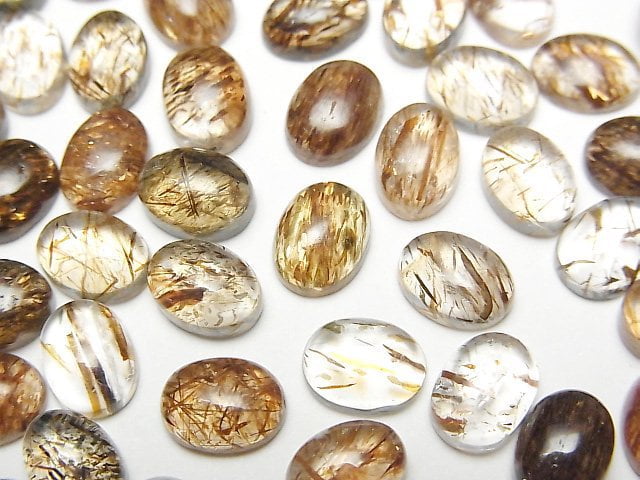 [Video] Mica in Quartz AAA- Oval Cabochon 8x6mm 5pcs