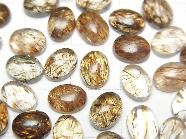 [Video] Mica in Quartz AAA- Oval Cabochon 8x6mm 5pcs