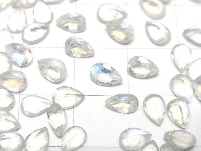 [Video]High Quality Rainbow Moonstone AAA- Loose stone Pear Shape Faceted 6x4mm 3pcs