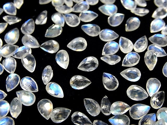 [Video]High Quality Rainbow Moonstone AAA- Loose stone Pear Shape Faceted 6x4mm 3pcs